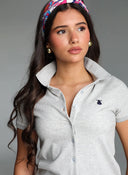 Polo Gris con Tapeta Abotonada Mujer