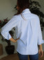 Camisa Blanca Rayas Celestes Mujer