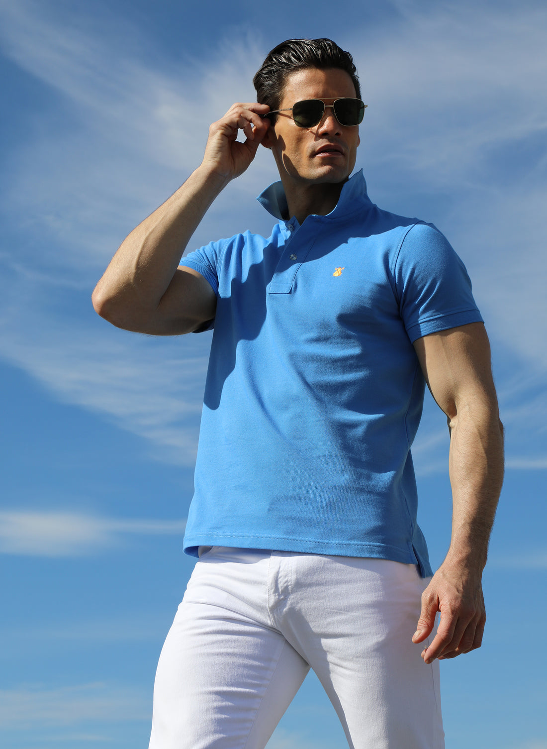 Polo classique bleu ciel pour hommes