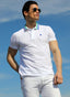 Polo Blanco Cuello Rayas Hombre