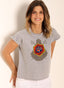 Camiseta  Gris Capote con Clavel Mujer