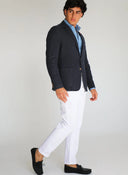 Americana Lino Azul Marino Hombre