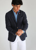 Americana Lino Azul Marino Hombre