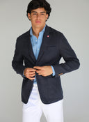Americana Lino Azul Marino Hombre