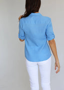 Camisa 100% Lino Azul Añil Mujer