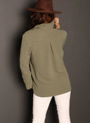 Oversized Khaki Shirt with Two Pockets for Women