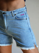 Woman Embroidered Logo Denim Short 