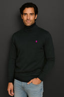 Jersey Azul Lambswool Cuello Alto Hombre