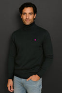 Jersey Azul Lambswool Cuello Alto Hombre