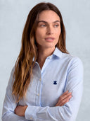 Camisa Rayas Cuello Italiano Mujer