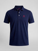 Herren-Poloshirt, blau, Nelkenmuster, umgeschlagener Kragen