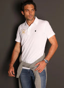 Polo Campeones Blanco Logo Azul Hombre