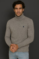Jersey Gris Lambswool Cuello Alto Hombre