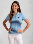 Polo Celeste Rayas Ultraligero Mujer