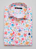 Camisa Blanca Flores Multicolor Hombre