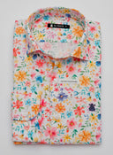 Camisa Blanca Flores Multicolor Hombre