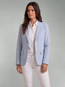 Americana Multi Rayas Celestes Sersuker Mujer