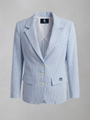 Americana Multi Rayas Celestes Sersuker Mujer