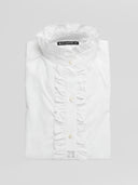 White Shirt with Ruffled Bib and Cuff for Women
