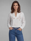 Women's White Openwork Blouse