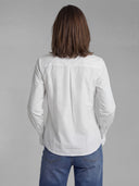 White Shirt with Ruffled Bib and Cuff for Women
