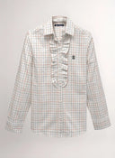 Camisa Cuadro Caza Pechera Volantes Mujer