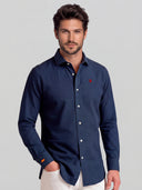 Camisa Azul Bandera España Puño Hombre