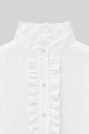 Camisa Blanca Pechera con Volante Puño Mujer