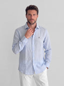Camisa Celeste Claro Lino Hombre