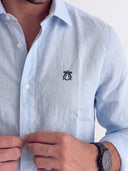 Camisa Celeste Claro Lino Hombre