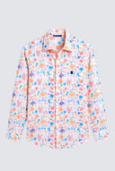 Camisa Blanca Flores Multicolor Hombre