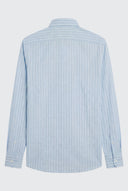 Camisa Celeste Raya Blanca Hombre