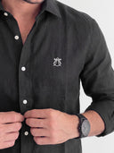Camisa Negra Lino Hombre