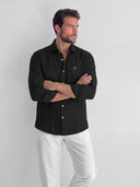 Camisa Negra Lino Hombre