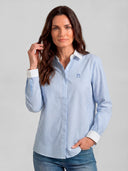 Camisa Rayas Cuello y Puños Blancos Mujer