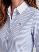 Camisa Rayas Cuello y Puños Blancos Mujer