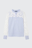 Camisa Rayas Guipur Mujer