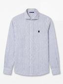 Camisa Lino Azul Rayas Hombre