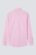 Camisa Rayas Rosas Lino Cuello Botón Hombre