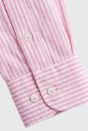 Camisa Rayas Rosas Lino Cuello Botón Hombre