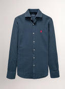 Camisa Azul Grisacea Nido de Abeja Capote Rosa Hombre