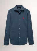 Camisa Azul Grisacea Nido de Abeja Capote Rosa Hombre