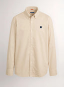 Camisa Hombre Sarga Beige Cuello Botón