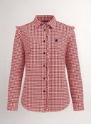 Camisa Cuadro Vichy Burdeos Volantes Mujer