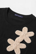 Camiseta Negra Crochet Mujer