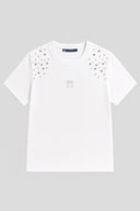 Camiseta Blanca Perlas Mujer