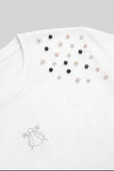 Camiseta Blanca Perlas Mujer