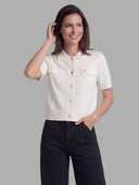Cárdigan Blanco Manga Corta Mujer