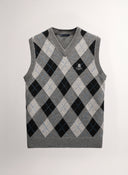 Chaleco Gris Lambswool Cuello Pico Rombos Hombre