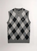 Chaleco Gris Lambswool Cuello Pico Rombos Mujer